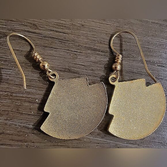 #Vintage 1984 #Cloisonne Dangle Earrings Floral 1.25" long. - Picture 3 of 3